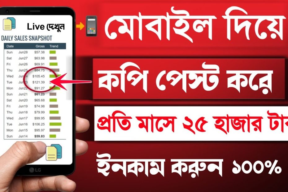 Copy Paste Work Earn $600 Per Month Work from home Bangla Tutorial : Online income bangla :