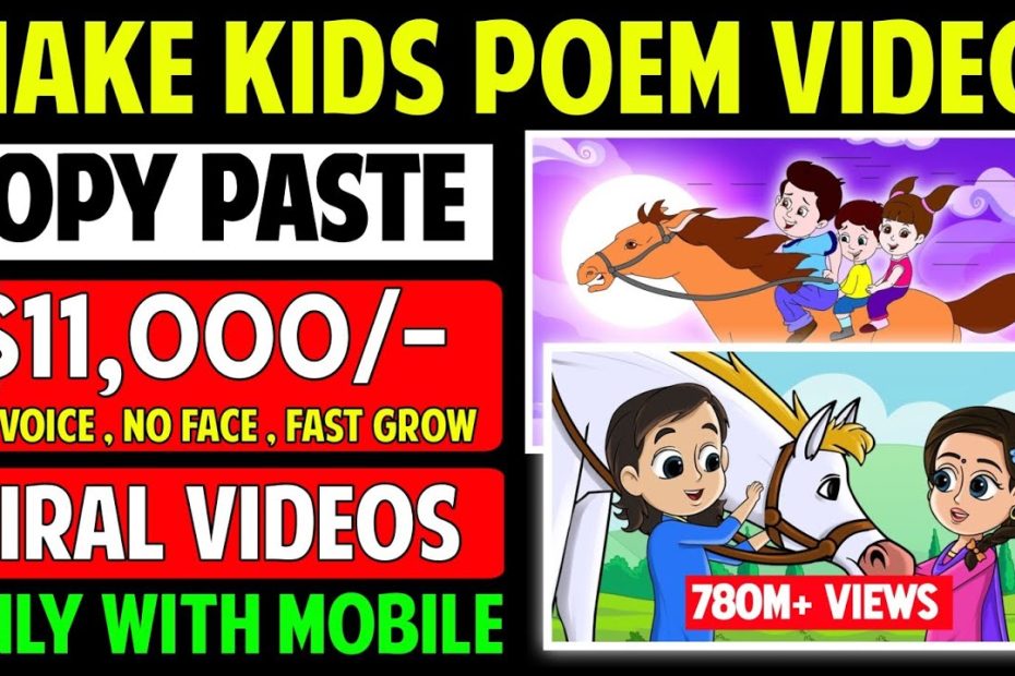 Make Kids Poem Videos On Youtube | Copy Paste Work | Earn $11,000 🔥, Make Money online , YouTube